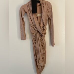 Shimmering Long Sleeve Draped Dress